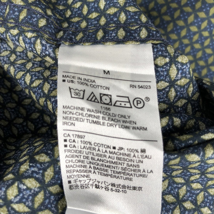 Banana Republic all-over print long-sleeved button-down shirt, men's size M cotton Green type dark green Vintage Second Hand