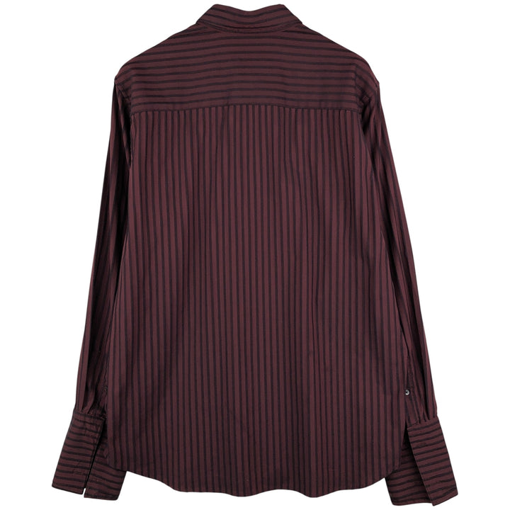 2000s~ Calvin Klein long-sleeved cotton striped shirt, men's size L cotton red type reddish brown Vintage Second Hand