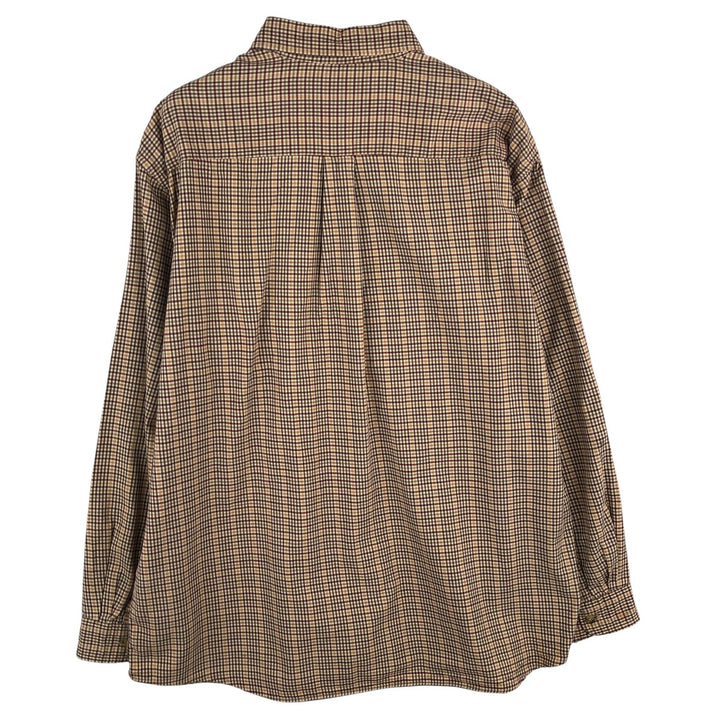 LLBean Long Sleeve Button-Down Check Shirt, Men's Size XL cotton brown type Vintage Second Hand