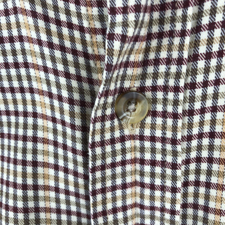 LLBean Long Sleeve Button-Down Check Shirt, Men's Size XL cotton brown type Vintage Second Hand