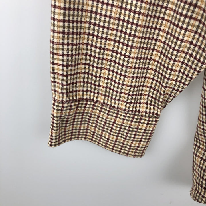 LLBean Long Sleeve Button-Down Check Shirt, Men's Size XL cotton brown type Vintage Second Hand