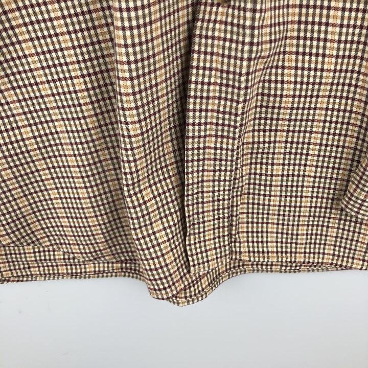 LLBean Long Sleeve Button-Down Check Shirt, Men's Size XL cotton brown type Vintage Second Hand
