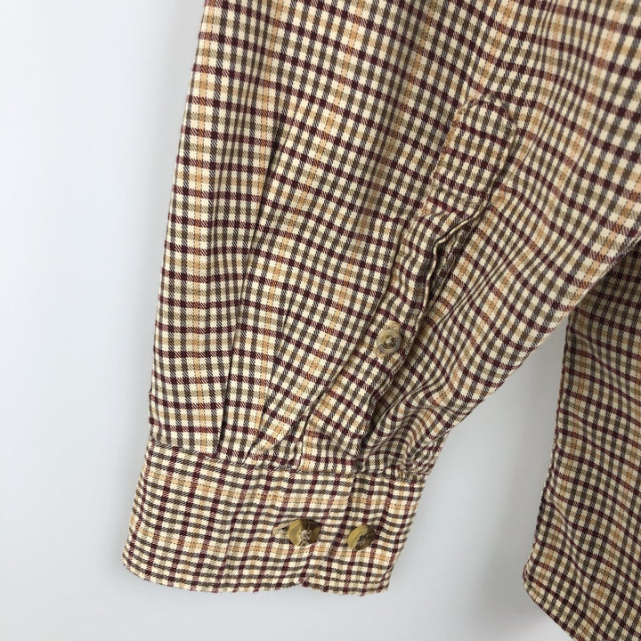 LLBean Long Sleeve Button-Down Check Shirt, Men's Size XL cotton brown type Vintage Second Hand