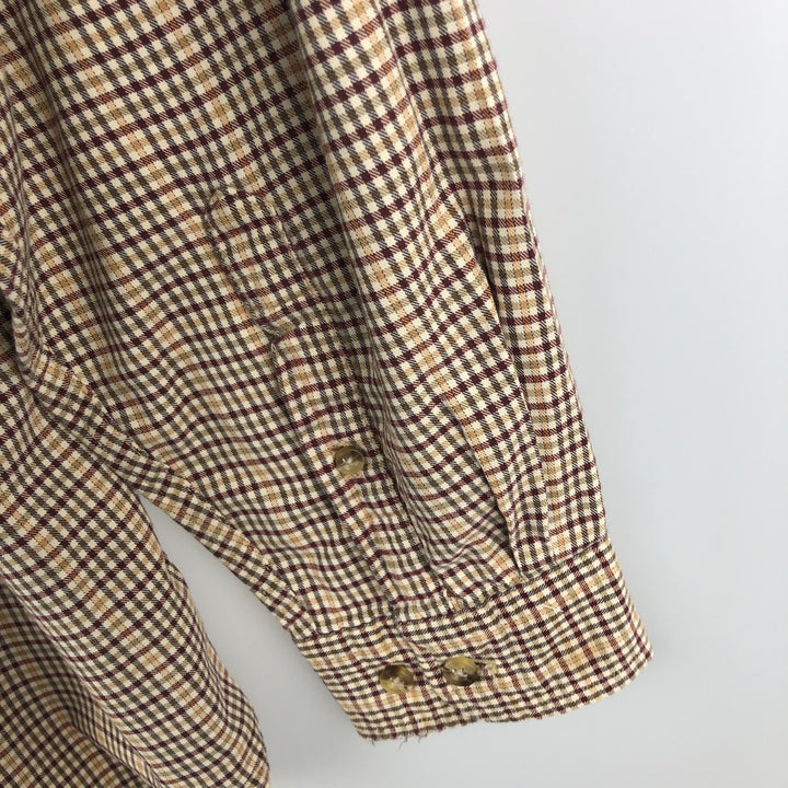 LLBean Long Sleeve Button-Down Check Shirt, Men's Size XL cotton brown type Vintage Second Hand