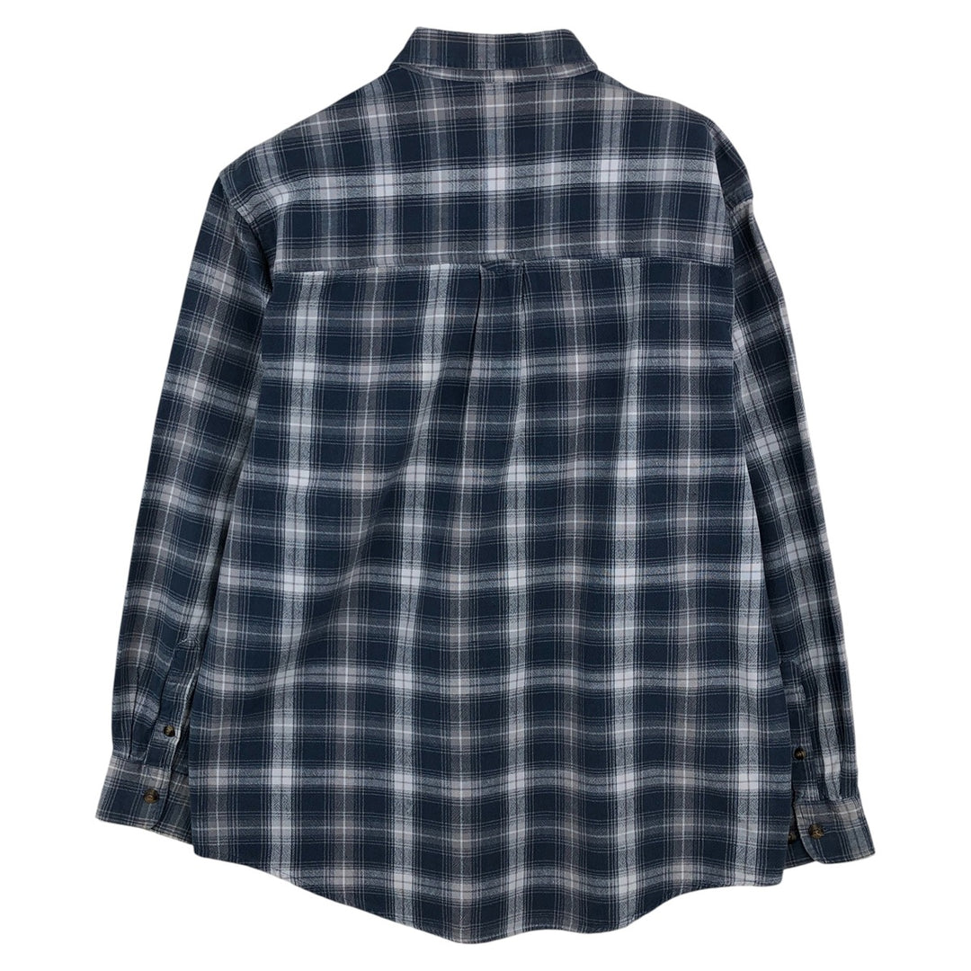 Vintage 90'S Timberland hidden button-down long-sleeve check shirt, men's size L cotton blue type Vintage Second Hand