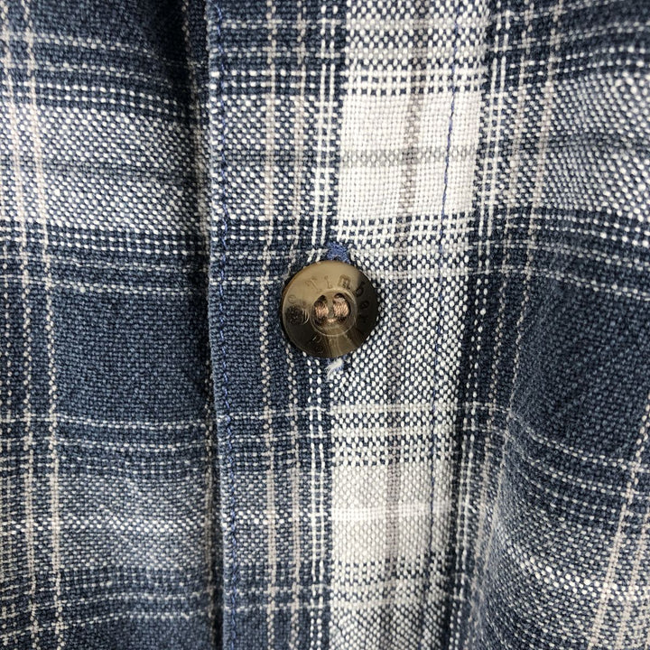 Vintage 90'S Timberland hidden button-down long-sleeve check shirt, men's size L cotton blue type Vintage Second Hand