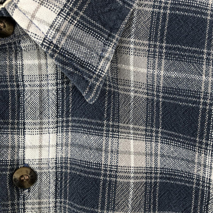 Vintage 90'S Timberland hidden button-down long-sleeve check shirt, men's size L cotton blue type Vintage Second Hand