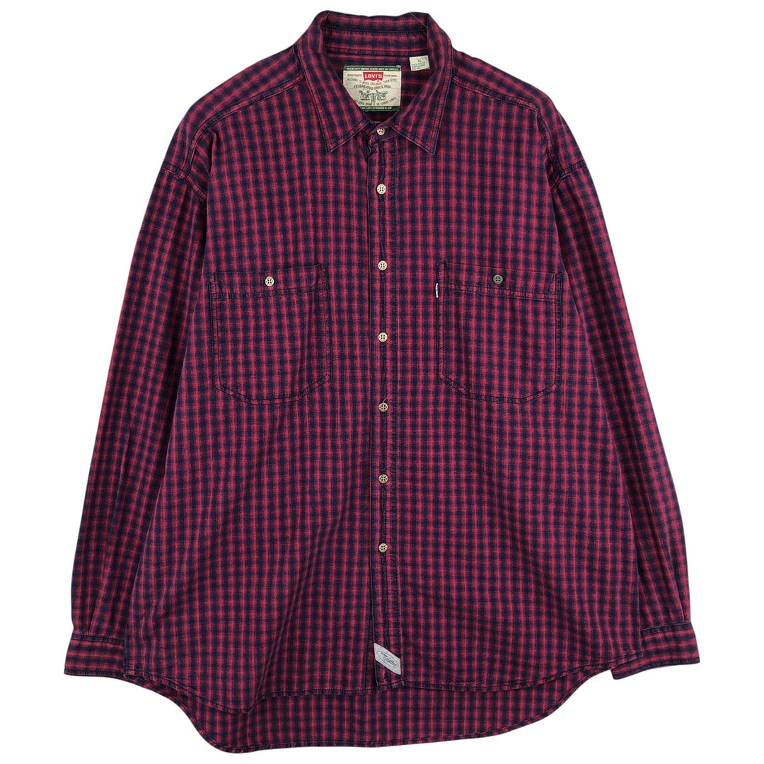 90s-00'S Vintage Levi's Long Sleeve Cotton Check Shirt, Men's Size XL cotton red type Vintage Second Hand