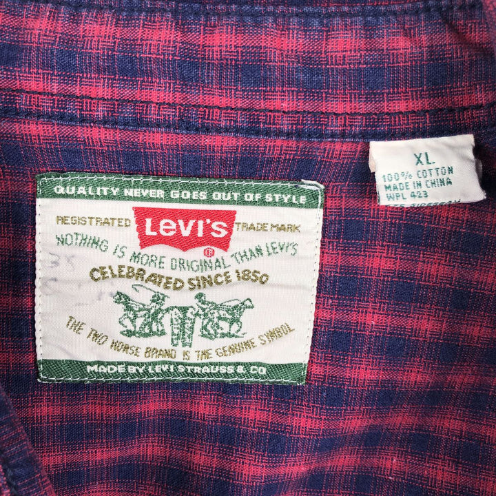 90s-00'S Vintage Levi's Long Sleeve Cotton Check Shirt, Men's Size XL cotton red type Vintage Second Hand
