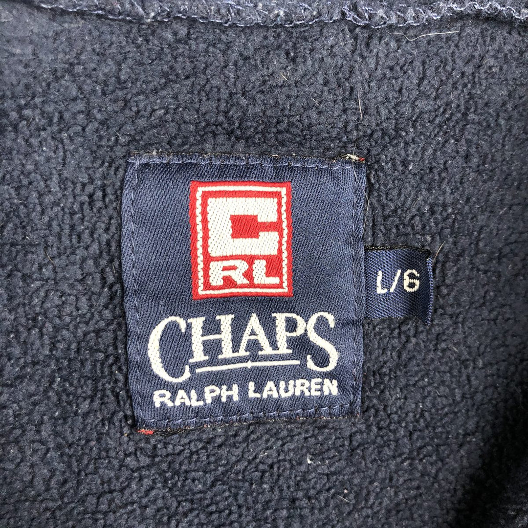 Ralph Lauren Chaps Half-Zip Fleece Pullover, Made in Canada, Men's Size L polyester navy blue type Vintage Second Hand