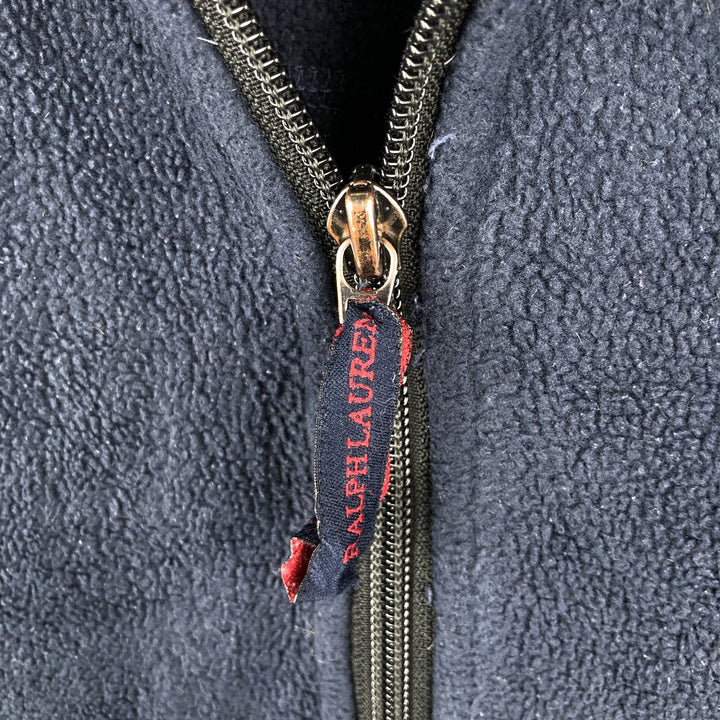 Ralph Lauren Chaps Half-Zip Fleece Pullover, Made in Canada, Men's Size L polyester navy blue type Vintage Second Hand