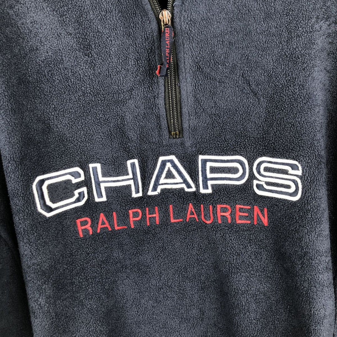Ralph Lauren Chaps Half-Zip Fleece Pullover, Made in Canada, Men's Size L polyester navy blue type Vintage Second Hand