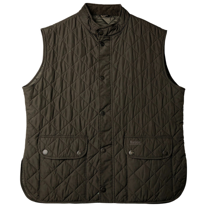 Barbour LAND ROVER padded quilted vest, men's size XXL. polyester Khaki type Vintage Second Hand