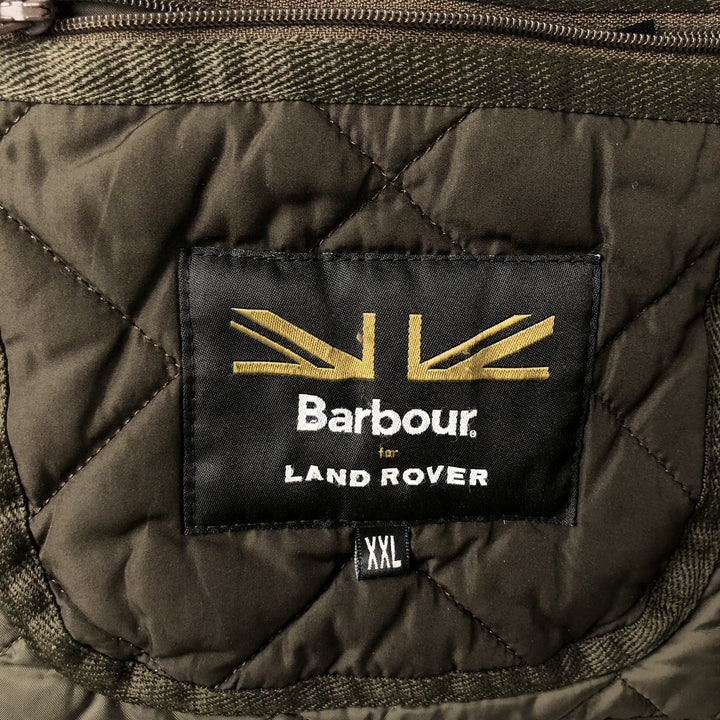 Barbour LAND ROVER padded quilted vest, men's size XXL. polyester Khaki type Vintage Second Hand