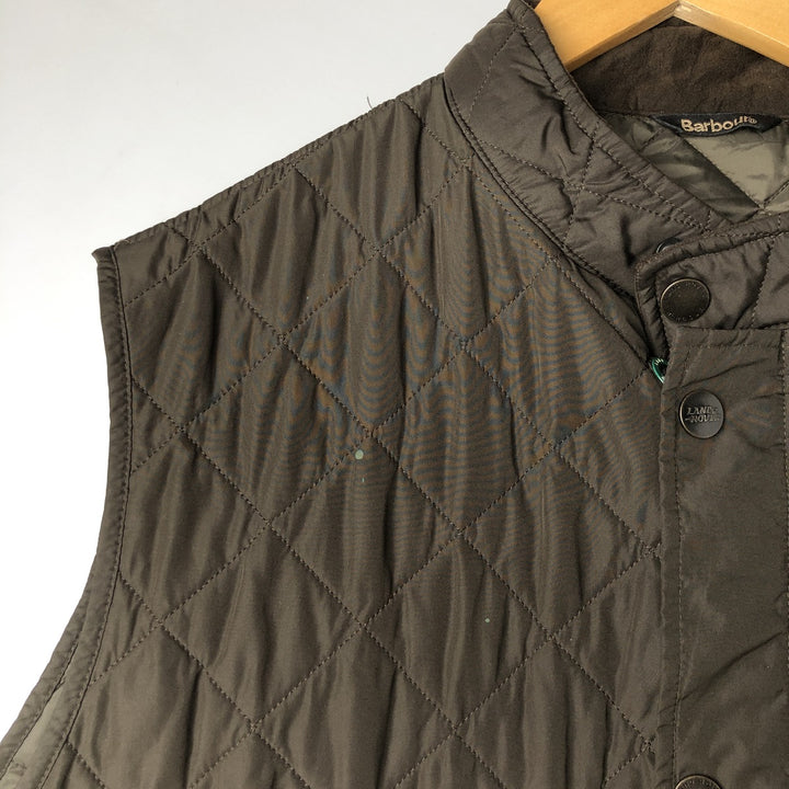 Barbour LAND ROVER padded quilted vest, men's size XXL. polyester Khaki type Vintage Second Hand