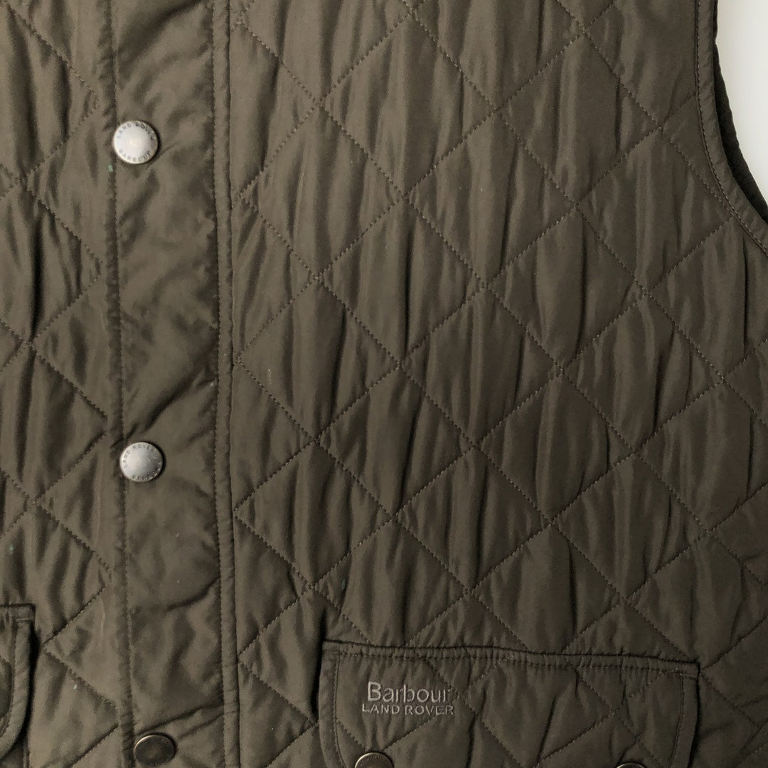 Barbour LAND ROVER padded quilted vest, men's size XXL. polyester Khaki type Vintage Second Hand
