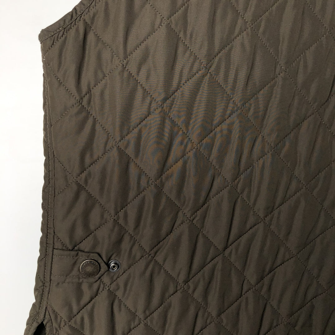 Barbour LAND ROVER padded quilted vest, men's size XXL. polyester Khaki type Vintage Second Hand
