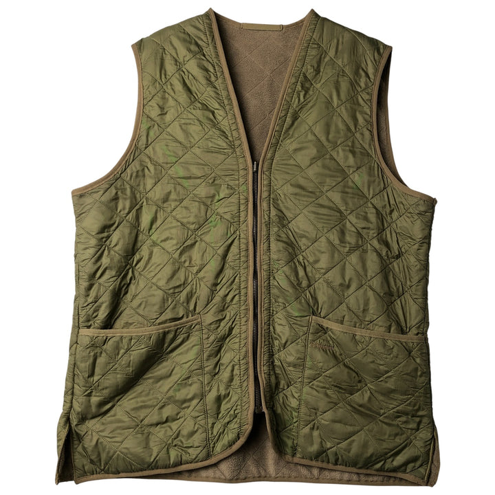 2000'S Barbour D229 Polarquilt Waistcoat Zip-in Liner 3-Warrant Quilted Vest, Men's Size L (approx.) polyester Khaki type Vintage Second Hand