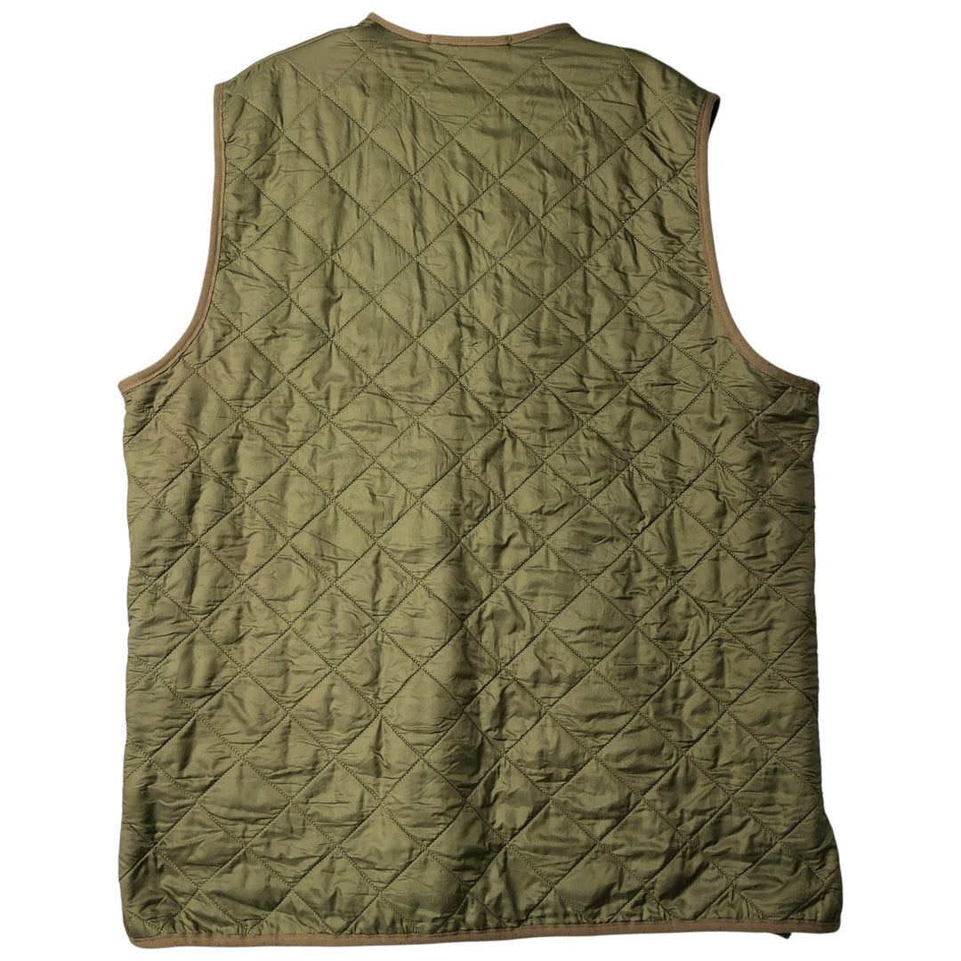 2000'S Barbour D229 Polarquilt Waistcoat Zip-in Liner 3-Warrant Quilted Vest, Men's Size L (approx.) polyester Khaki type Vintage Second Hand