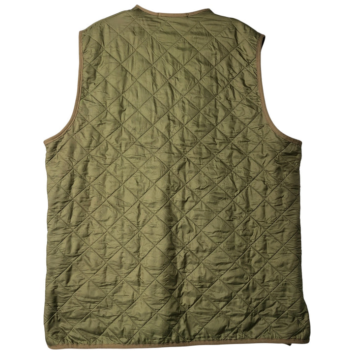 2000'S Barbour D229 Polarquilt Waistcoat Zip-in Liner 3-Warrant Quilted Vest, Men's Size L (approx.) polyester Khaki type Vintage Second Hand