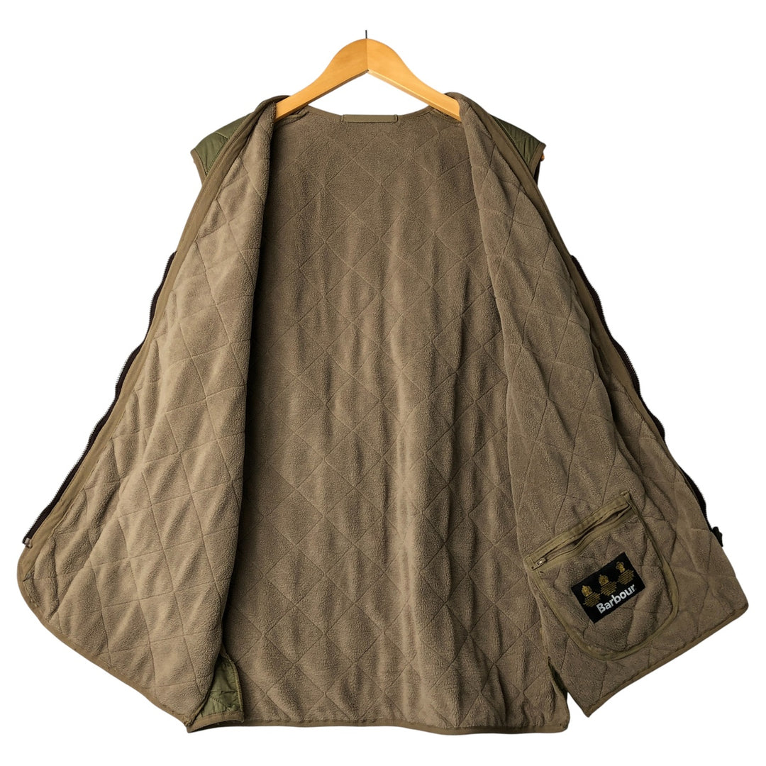 2000'S Barbour D229 Polarquilt Waistcoat Zip-in Liner 3-Warrant Quilted Vest, Men's Size L (approx.) polyester Khaki type Vintage Second Hand