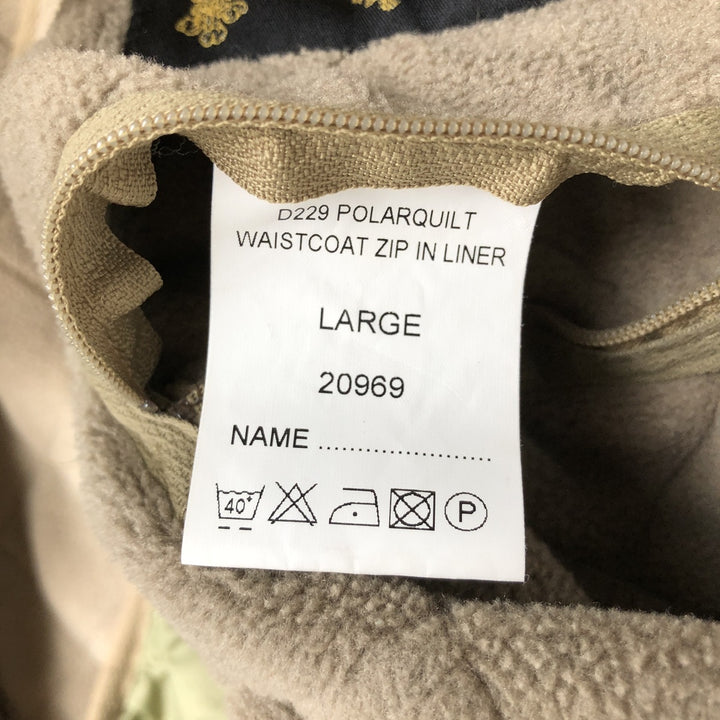 2000'S Barbour D229 Polarquilt Waistcoat Zip-in Liner 3-Warrant Quilted Vest, Men's Size L (approx.) polyester Khaki type Vintage Second Hand
