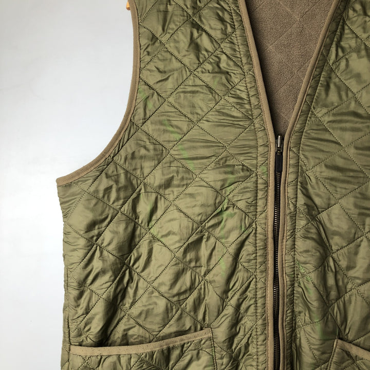 2000'S Barbour D229 Polarquilt Waistcoat Zip-in Liner 3-Warrant Quilted Vest, Men's Size L (approx.) polyester Khaki type Vintage Second Hand