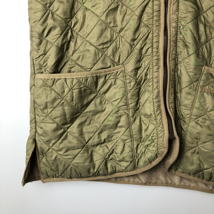2000'S Barbour D229 Polarquilt Waistcoat Zip-in Liner 3-Warrant Quilted Vest, Men's Size L (approx.) polyester Khaki type Vintage Second Hand