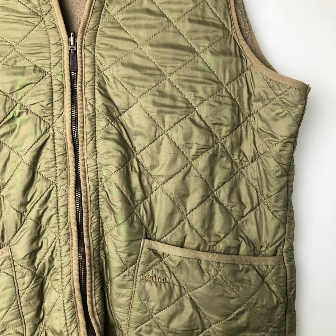 2000'S Barbour D229 Polarquilt Waistcoat Zip-in Liner 3-Warrant Quilted Vest, Men's Size L (approx.) polyester Khaki type Vintage Second Hand