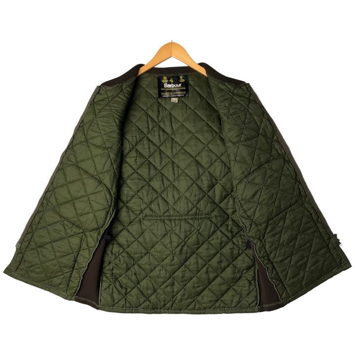 Barbour padded quilted vest, made in England, men's size M. Nylon green type Vintage Second Hand