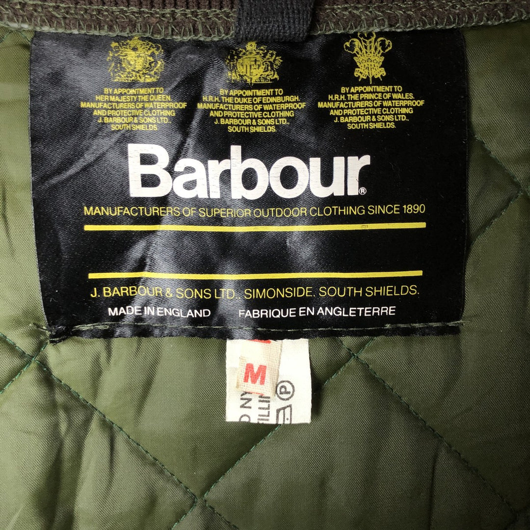 Barbour padded quilted vest, made in England, men's size M. Nylon green type Vintage Second Hand