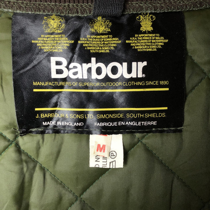 Barbour padded quilted vest, made in England, men's size M. Nylon green type Vintage Second Hand