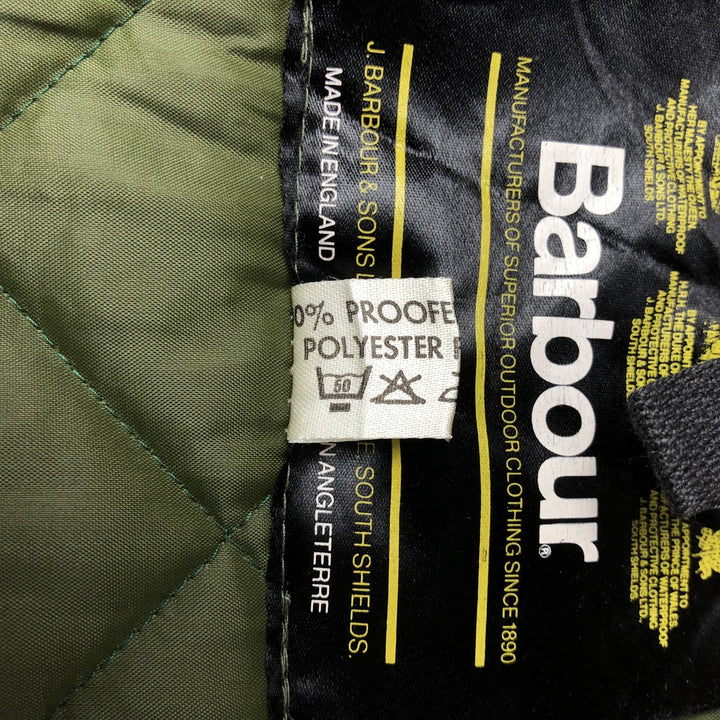 Barbour padded quilted vest, made in England, men's size M. Nylon green type Vintage Second Hand