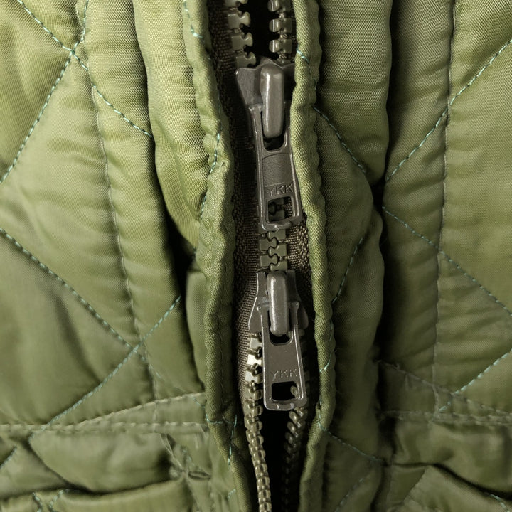 Barbour padded quilted vest, made in England, men's size M. Nylon green type Vintage Second Hand
