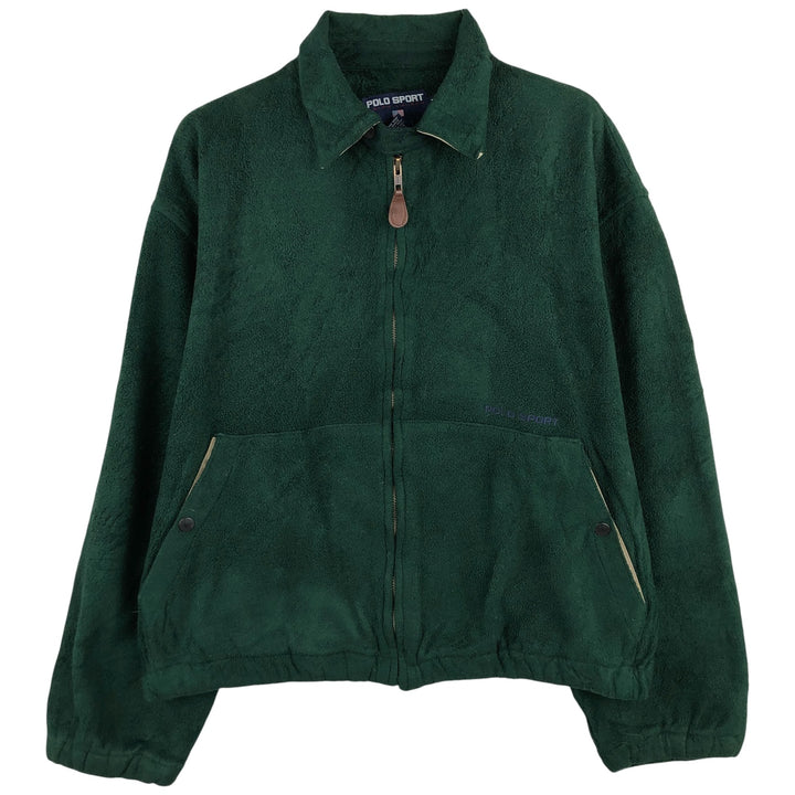 90'S Ralph Lauren POLO SPORT Swing-Top Fleece Jacket, Made in USA, Men's Size Medium polyester Green type dark green Vintage Second Hand