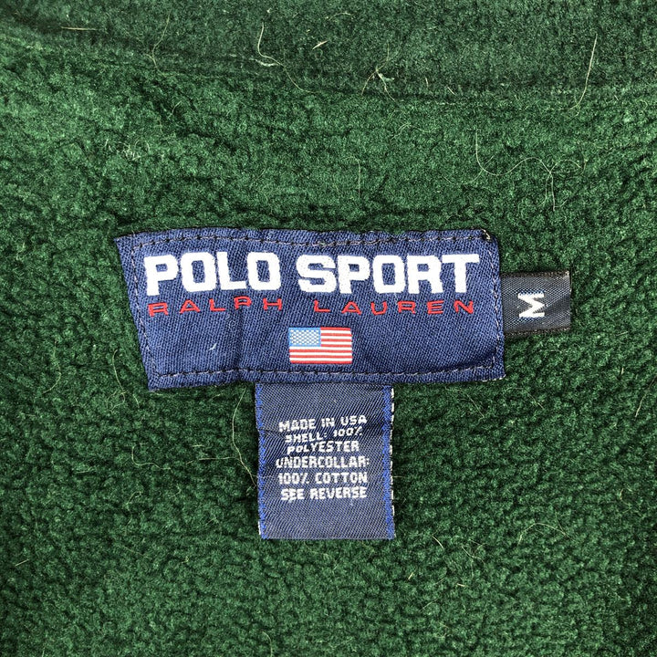 90'S Ralph Lauren POLO SPORT Swing-Top Fleece Jacket, Made in USA, Men's Size Medium polyester Green type dark green Vintage Second Hand