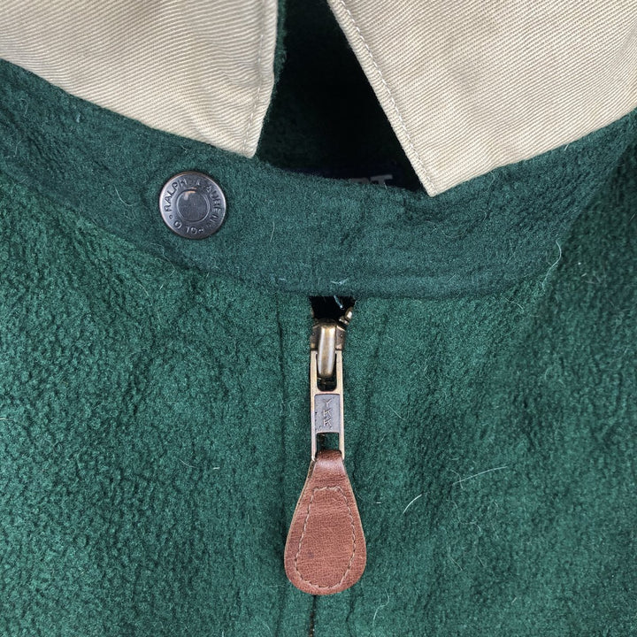 90'S Ralph Lauren POLO SPORT Swing-Top Fleece Jacket, Made in USA, Men's Size Medium polyester Green type dark green Vintage Second Hand