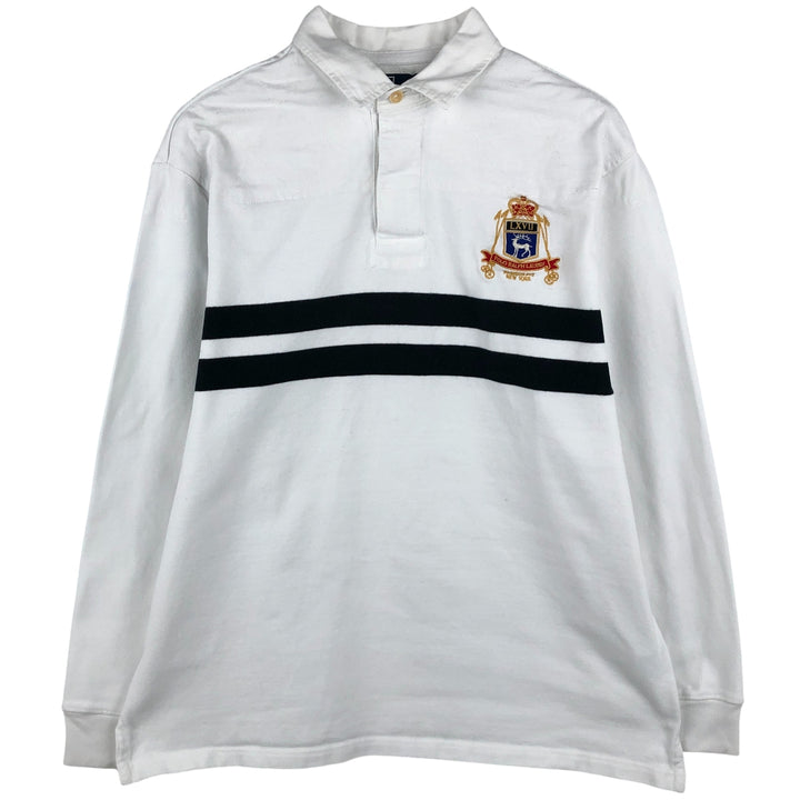 Ralph Lauren POLO by Ralph Lauren long sleeve rugby shirt, men's size L cotton white type Vintage Second Hand