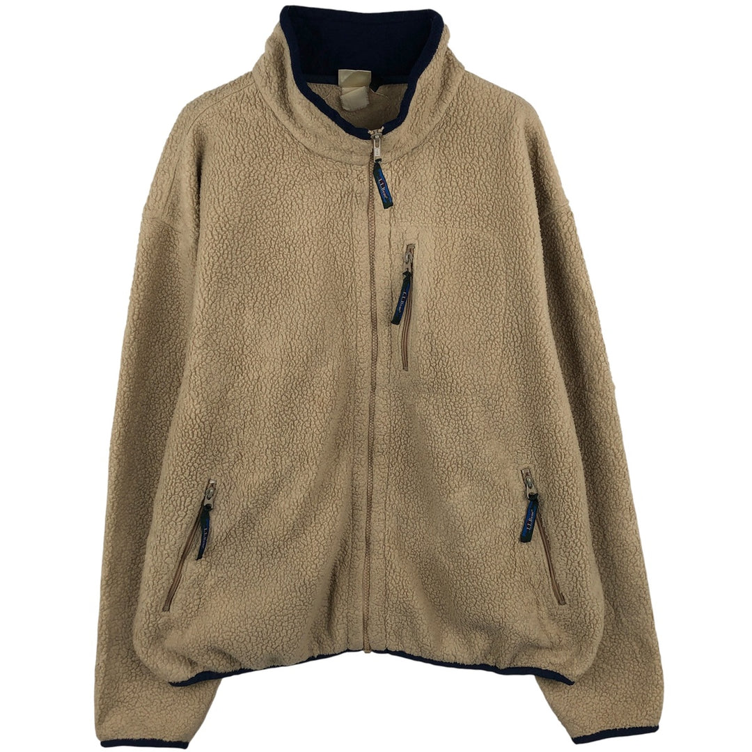 1990'S LL Bean Fleece Jacket, Men's XL, Vintage unclear Beige type Vintage Second Hand