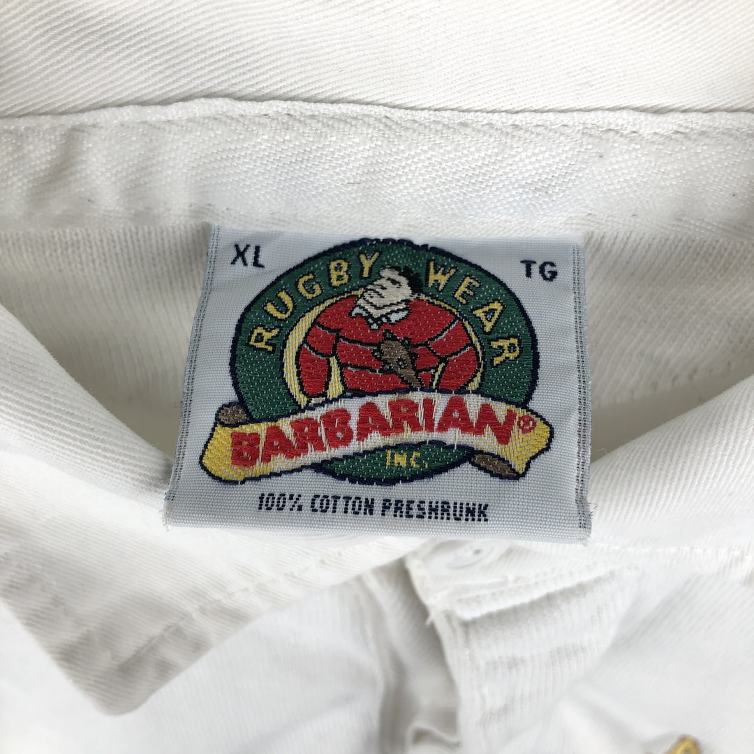 90s-00'S Barbarian Long Sleeve Rugby Shirt Made in Canada Men's XL Vintage cotton white type Vintage Second Hand
