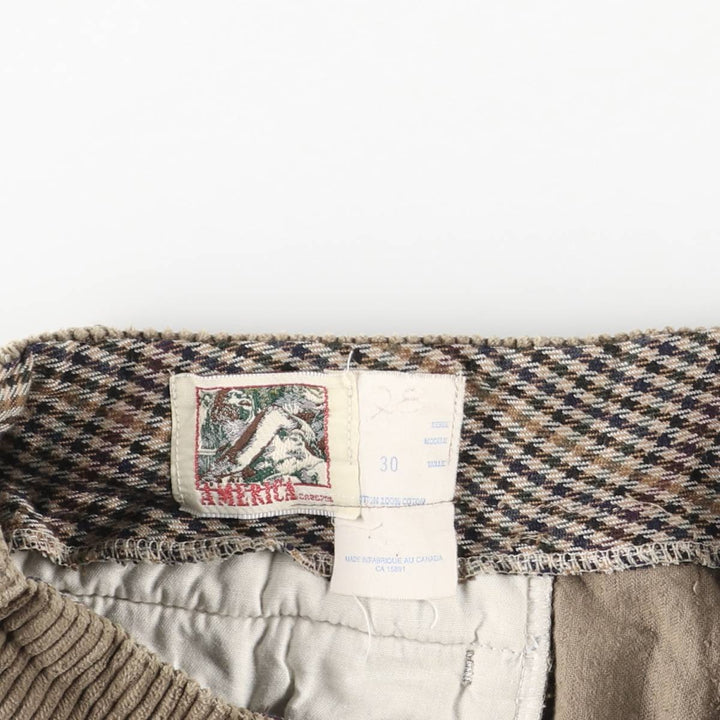 Vintage 1980'S AMERICA wide-wale, two-pleat corduroy pants, made in Canada, men's size W30. cotton brown type Vintage Second Hand