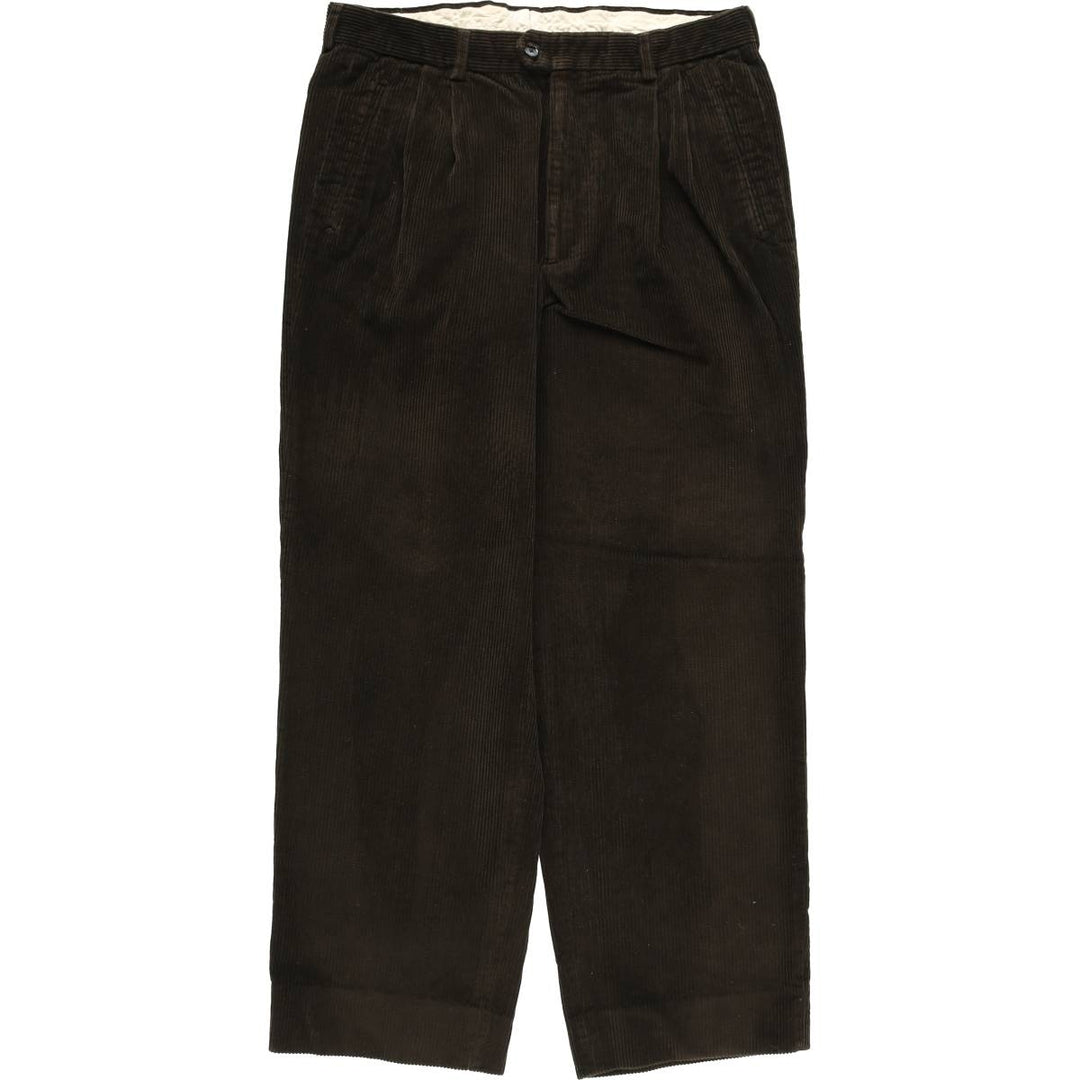 TRAME Two-pleat Corduroy Pants, Made in Italy, Men's, Size W34, Vintage unclear Green type dark green Vintage Second Hand