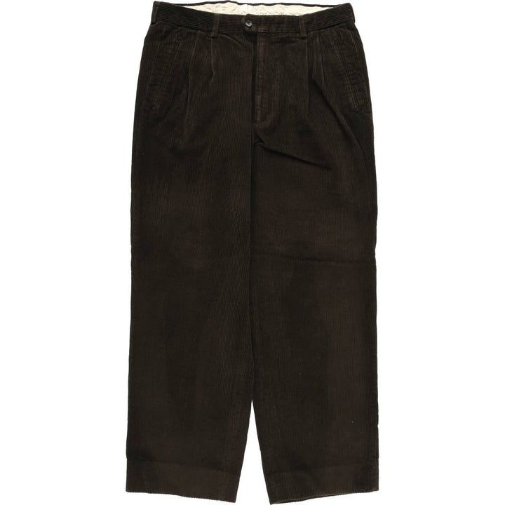 TRAME Two-pleat Corduroy Pants, Made in Italy, Men's, Size W34, Vintage unclear Green type dark green Vintage Second Hand