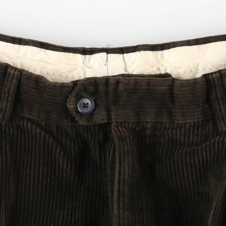 TRAME Two-pleat Corduroy Pants, Made in Italy, Men's, Size W34, Vintage unclear Green type dark green Vintage Second Hand