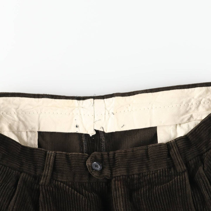 TRAME Two-pleat Corduroy Pants, Made in Italy, Men's, Size W34, Vintage unclear Green type dark green Vintage Second Hand