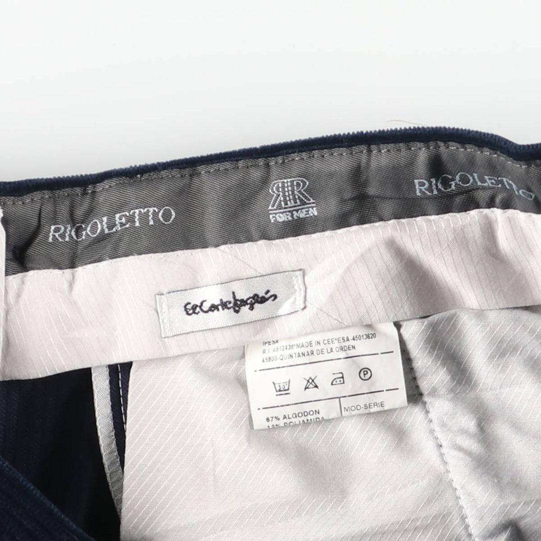 RIGOLETTO Two-pleat Wide-Rib Corduroy Pants, Made in Europe, Men's Size W31 cotton navy blue type Vintage Second Hand