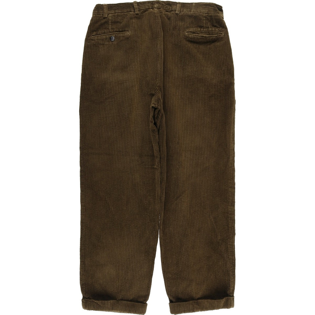 1980'S - The J. Peterman Company Two-pleat Wide-ribbed Corduroy Pants, Men's, Size 35 cotton Khaki type Vintage Second Hand