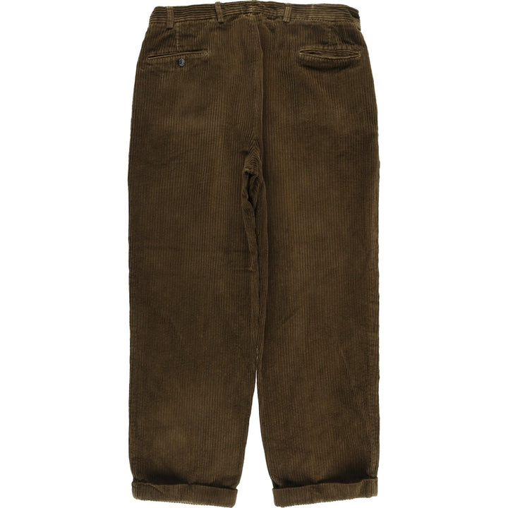 1980'S - The J. Peterman Company Two-pleat Wide-ribbed Corduroy Pants, Men's, Size 35 cotton Khaki type Vintage Second Hand