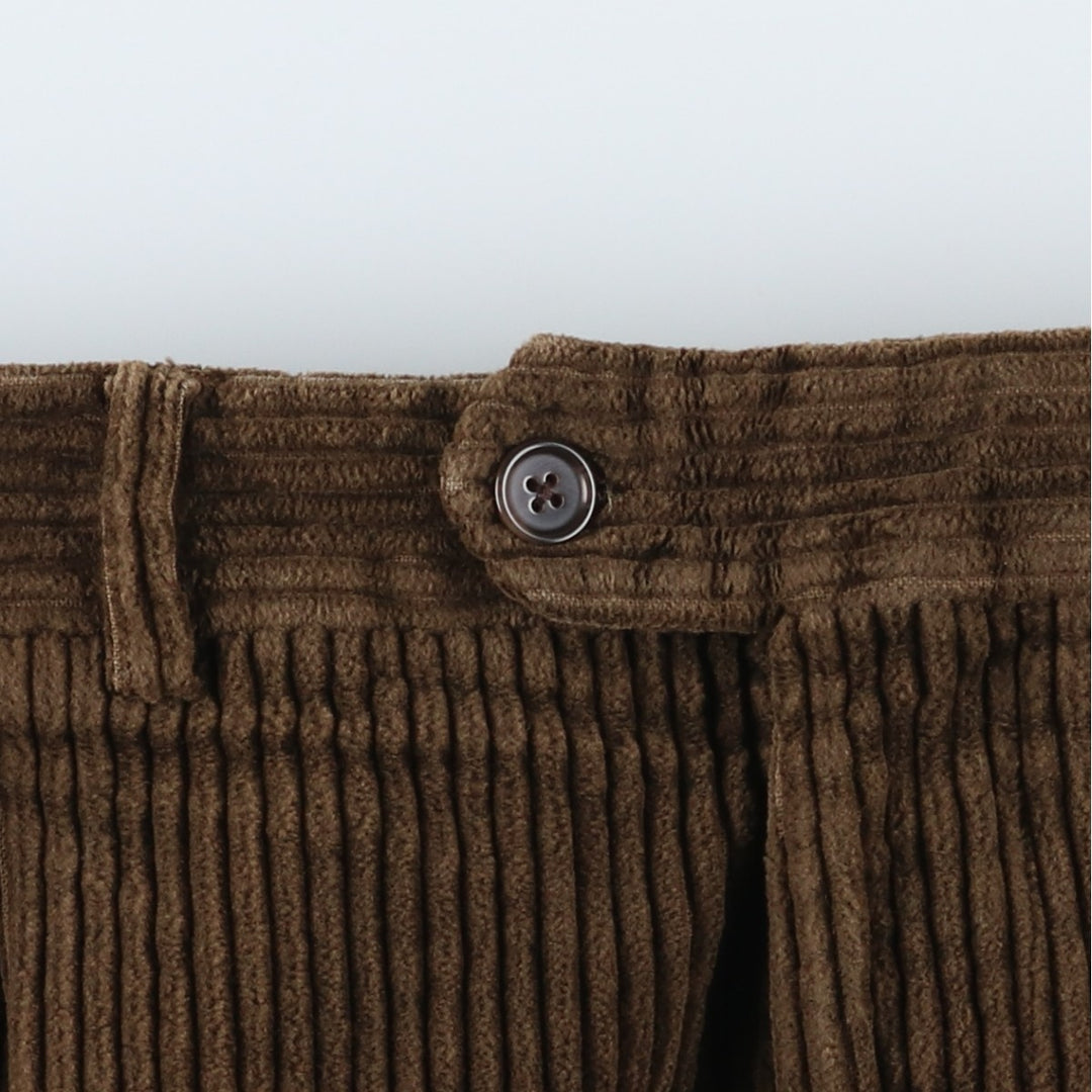 1980'S - The J. Peterman Company Two-pleat Wide-ribbed Corduroy Pants, Men's, Size 35 cotton Khaki type Vintage Second Hand