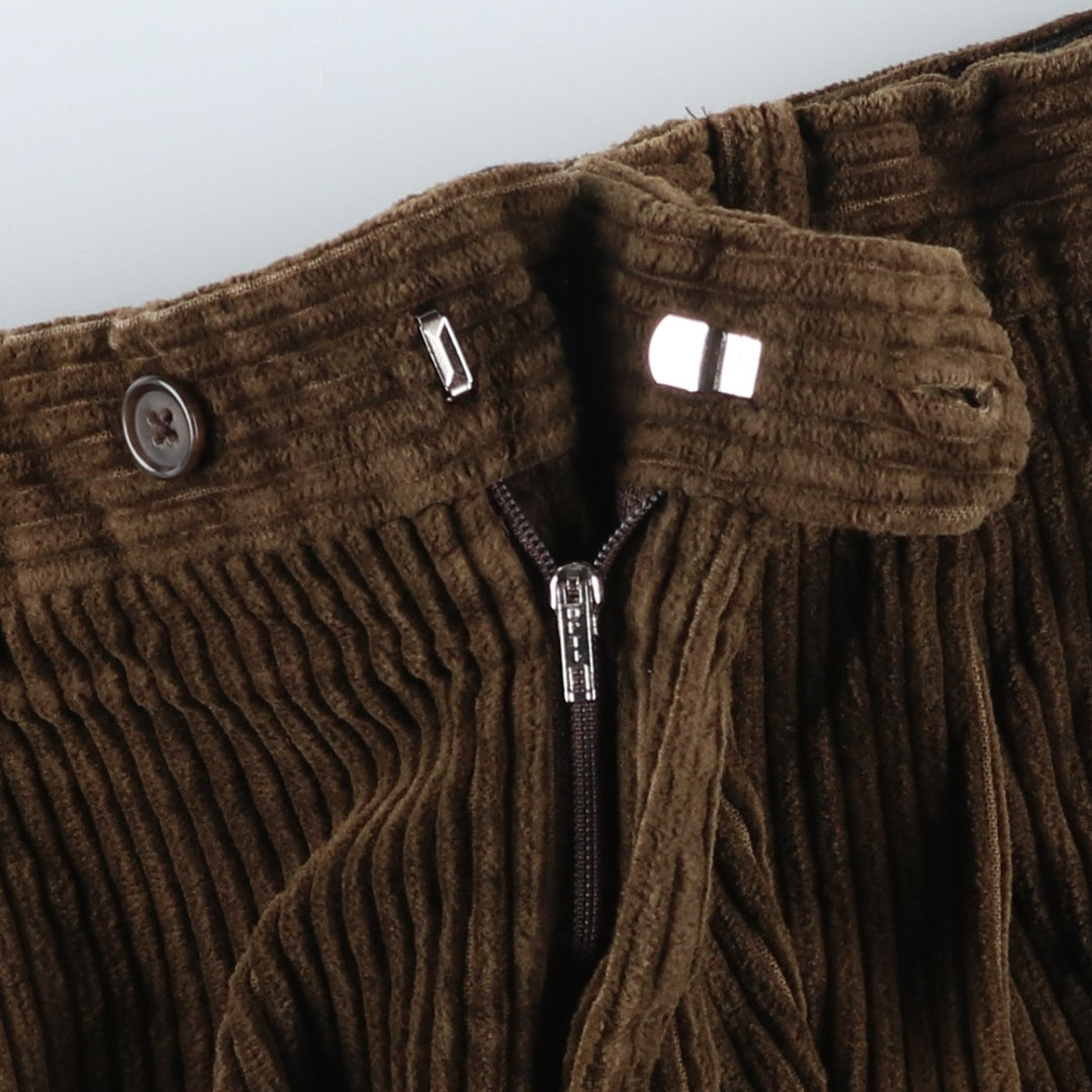 1980'S - The J. Peterman Company Two-pleat Wide-ribbed Corduroy Pants, Men's, Size 35 cotton Khaki type Vintage Second Hand
